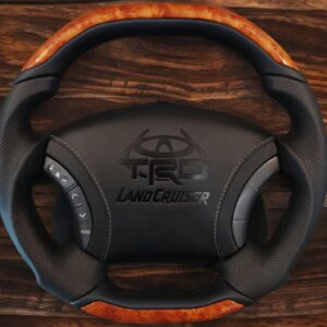 Анатомический руль без подогрева и центральной части Land Cruiser 100,120 вставки "рыжее дерево"