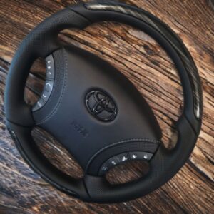 Анатомический руль без подогрева и центральной части  на Toyota Land Cruiser Prado 120,100 со вставками "черное дерево"