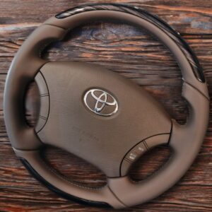 Анатомический руль круглый без подогрева и центральной части Toyota Land Cruiser 100,120 беж гладкий со вставками