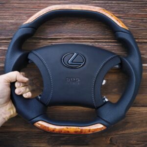 Анатомический руль c центральной частью без подогрева на GX470, LX470 аквапринт «светлое  дерево»