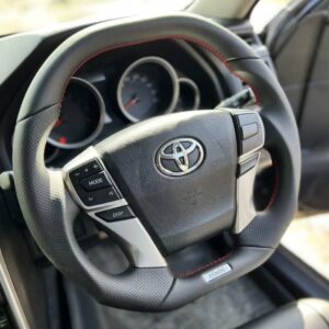 Анатомический руль без центральной части на Toyota MARK X, SAI (2009-2017) c подогревом, красные нитки