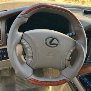 Анатомический руль с центральной частью без подогрева на Lexus GX 470, LX470 со вставками "темное рыжее дерево "