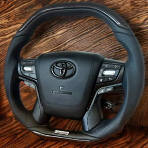 Анатомический руль с центральной частью (строчка черная), с подогревом Land Cruiser 200, 150(рест) со вставками «под черное »